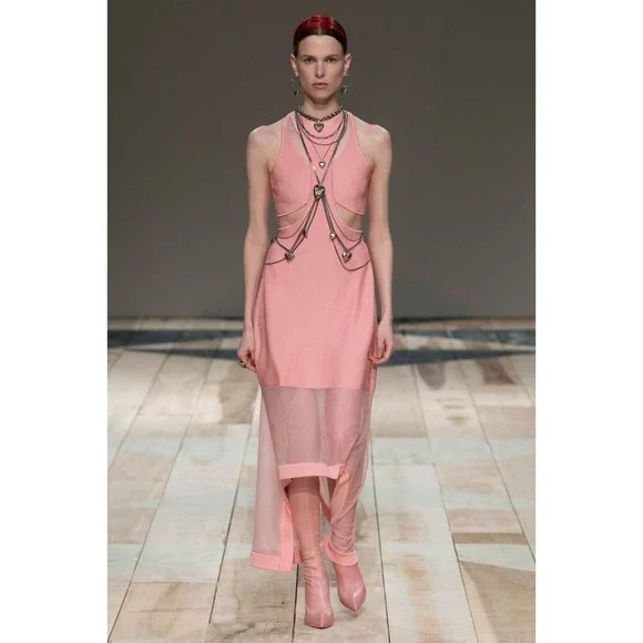 Alexander McQueen | Dresses | Nwt Runway 346 Alexander Mcqueen Ribknit  Cutout Mesh Highlow Dress | Poshmark